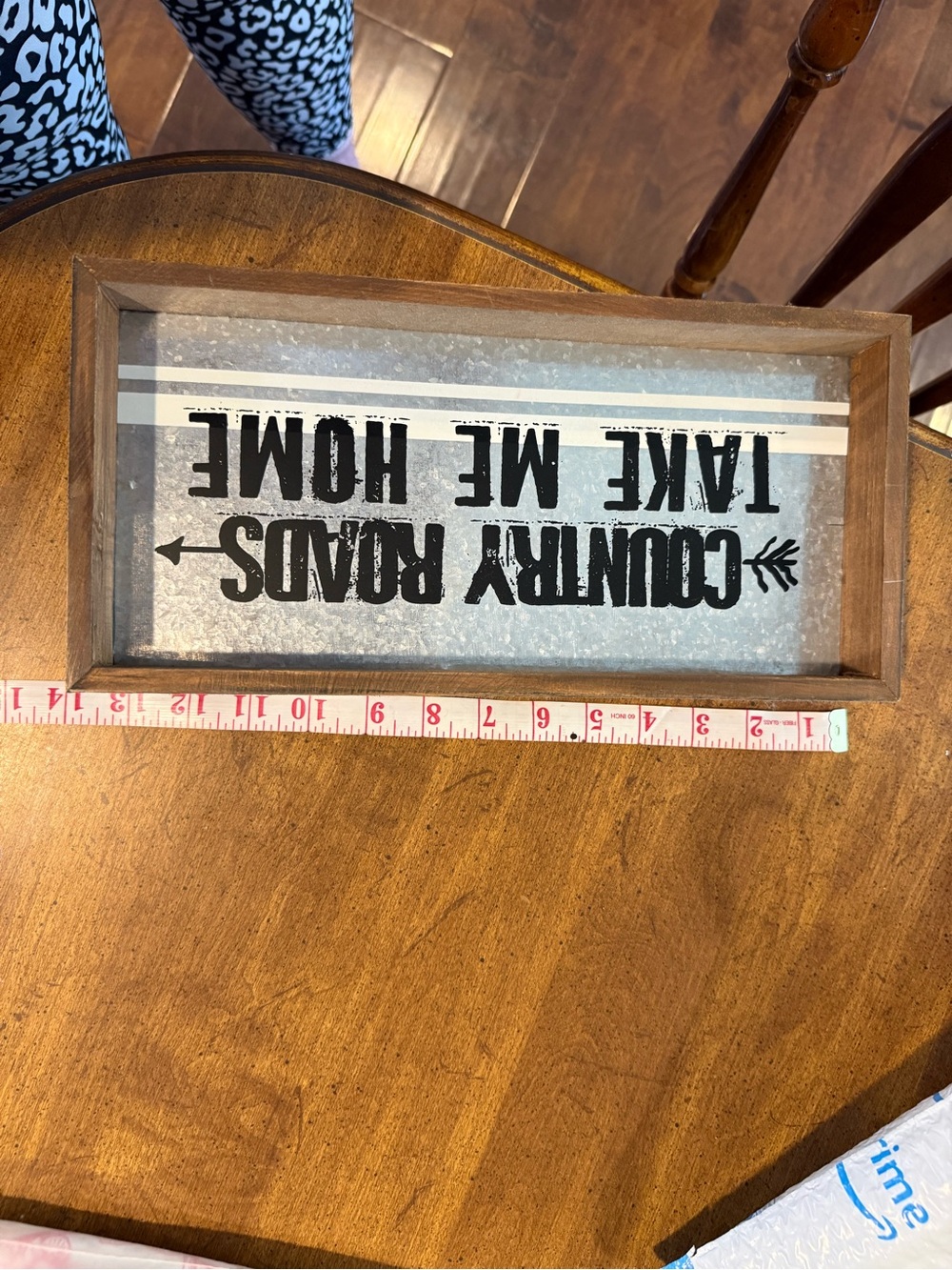Country Roads Take Me Home Rustic Wood Tray Sign - Gray & Brown